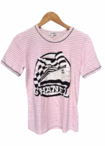 Chanel Pink Stripped Logo T Shirt