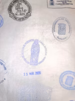 Camino de Santiago Collectible T-Shirt – Authentic Stamps Norte + Primitivo – Unique Wall Display Piece - Image 2